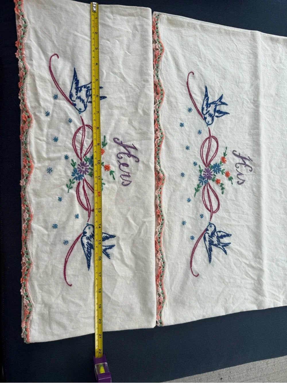 Hand-Embroidered VTG Pillowcase Set
